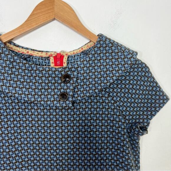 Beebop & Wally Madeline Blue Star Wool Vintage Mod Dress Size XS - Picture 6 of 13
